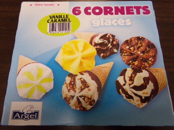 6 cornets glaces vanille caramel Argel : photo du produit rappelé le 03/08/2021