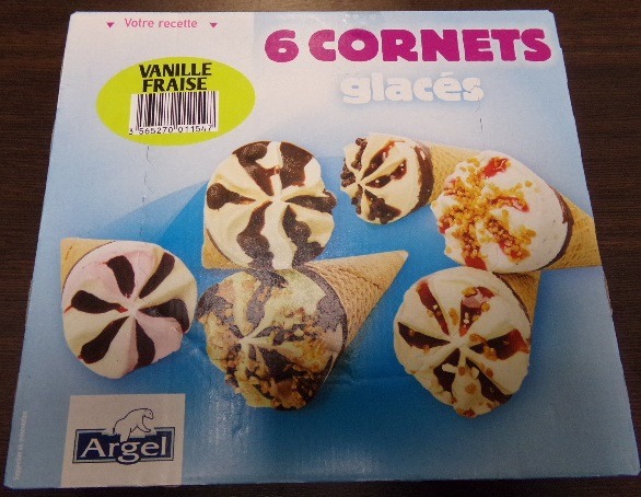 6 cornets glaces vanille fraise Argel : photo du produit rappelé le 03/08/2021