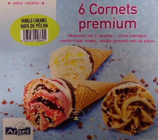 6 cornets premium vanille caramel noix de pecan Argel : photo du produit rappelé le 01/12/2021