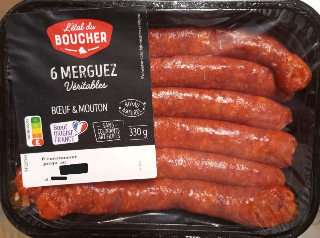 6 merguez véritables 330g L'Etal du Boucher : photo du produit rappelé le 28/05/2025