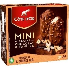 6 mini batonnets de glace vanille et chocolat, cote d'or : photo du produit rappelé le 09/08/2021