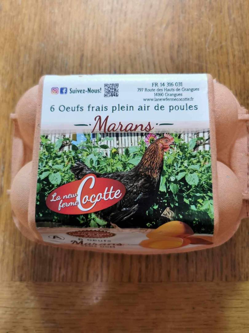 6 oeufs de poule marans La New Ferme Cocotte : photo du produit rappelé le 29/08/2024