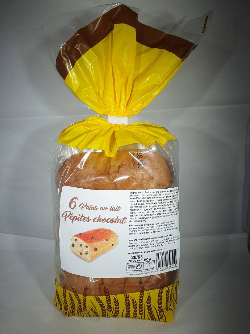 6 pains au lait pépites chocolat : photo du produit rappelé le 04/07/2025