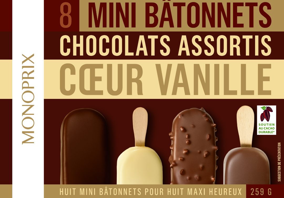 8 mini bâtonnets vanille/chocolat 360ml Monoprix : photo du produit rappelé le 06/12/2021