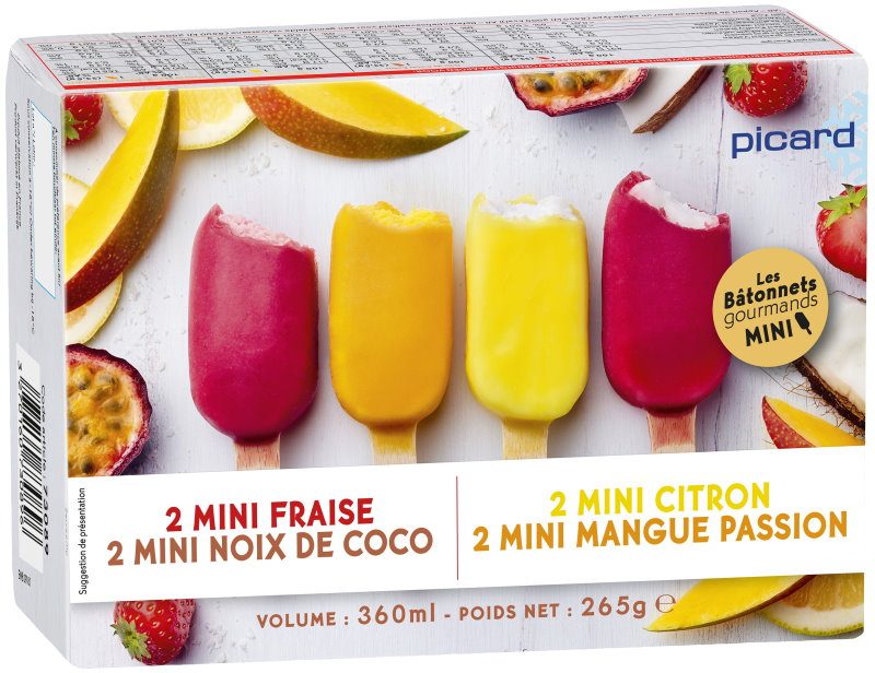 8 mini best sorbet fraise - noix de coco / citron - mangue passion Picard : photo du produit rappelé le 09/02/2022