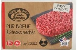 8 steak hachés façon bouchère 15% 8x125g Etal du Boucher : photo du produit rappelé le 03/10/2024