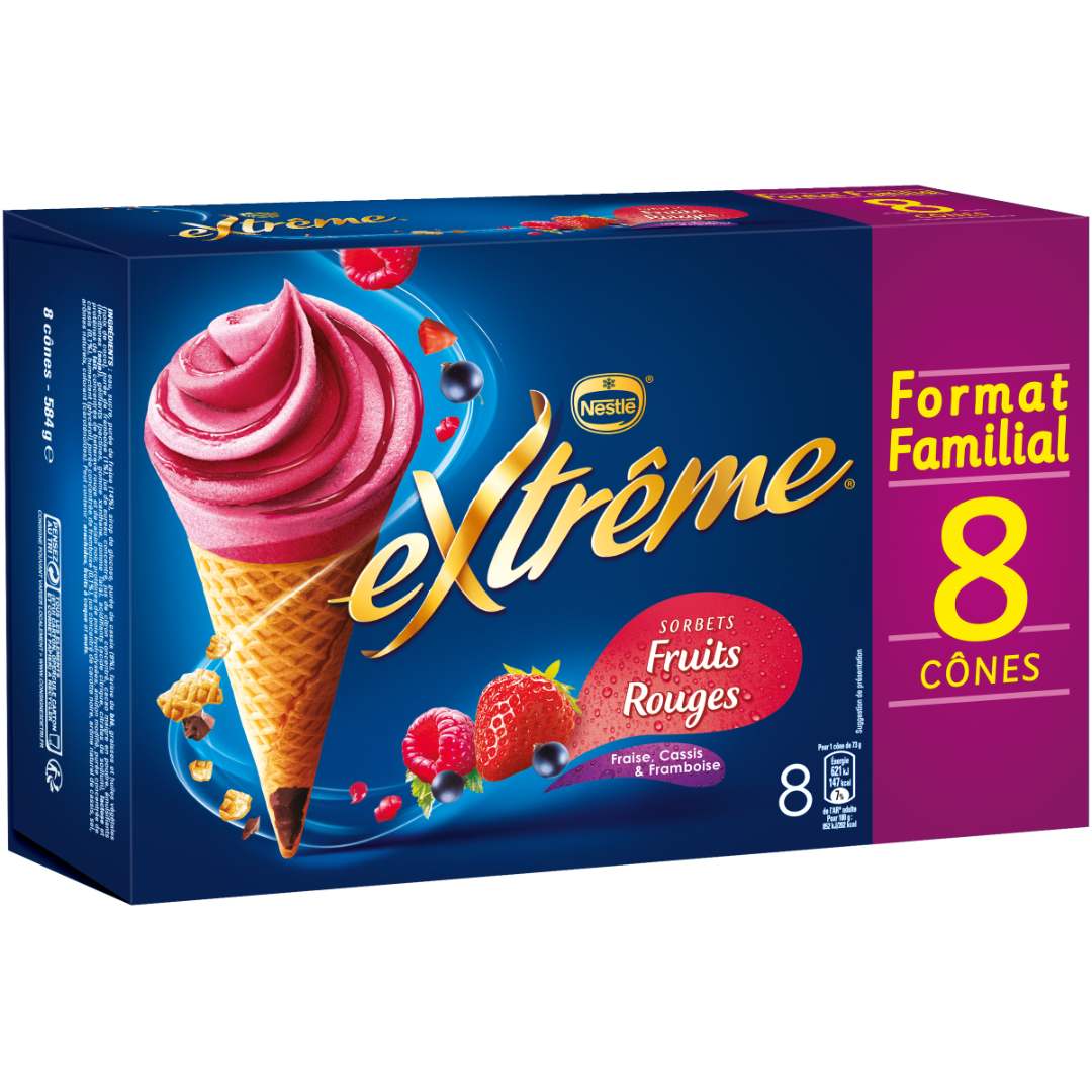 8x cones sorbet fruits rouges extreme : photo du produit rappelé le 05/07/2021
