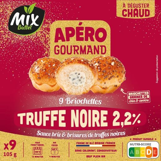 9 briochettes truffe noire 2,2% et sauce brie Mix Buffet : photo du produit rappelé le 19/12/2025