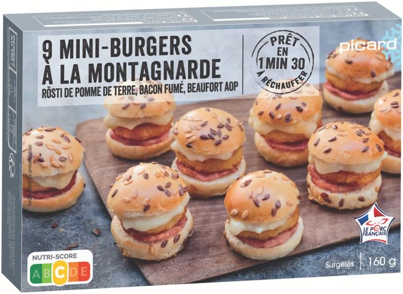 9 mini-burgers a la montagnarde Picard : photo du produit rappelé le 17/01/2022