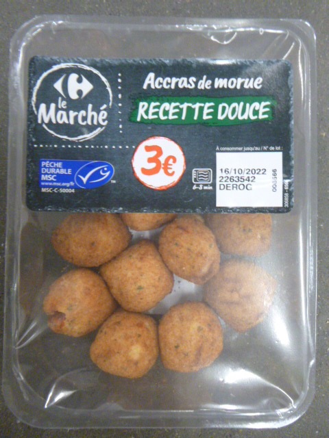 Accras de morue recette douce Carrefour le Marché : photo du produit rappelé le 22/09/2022