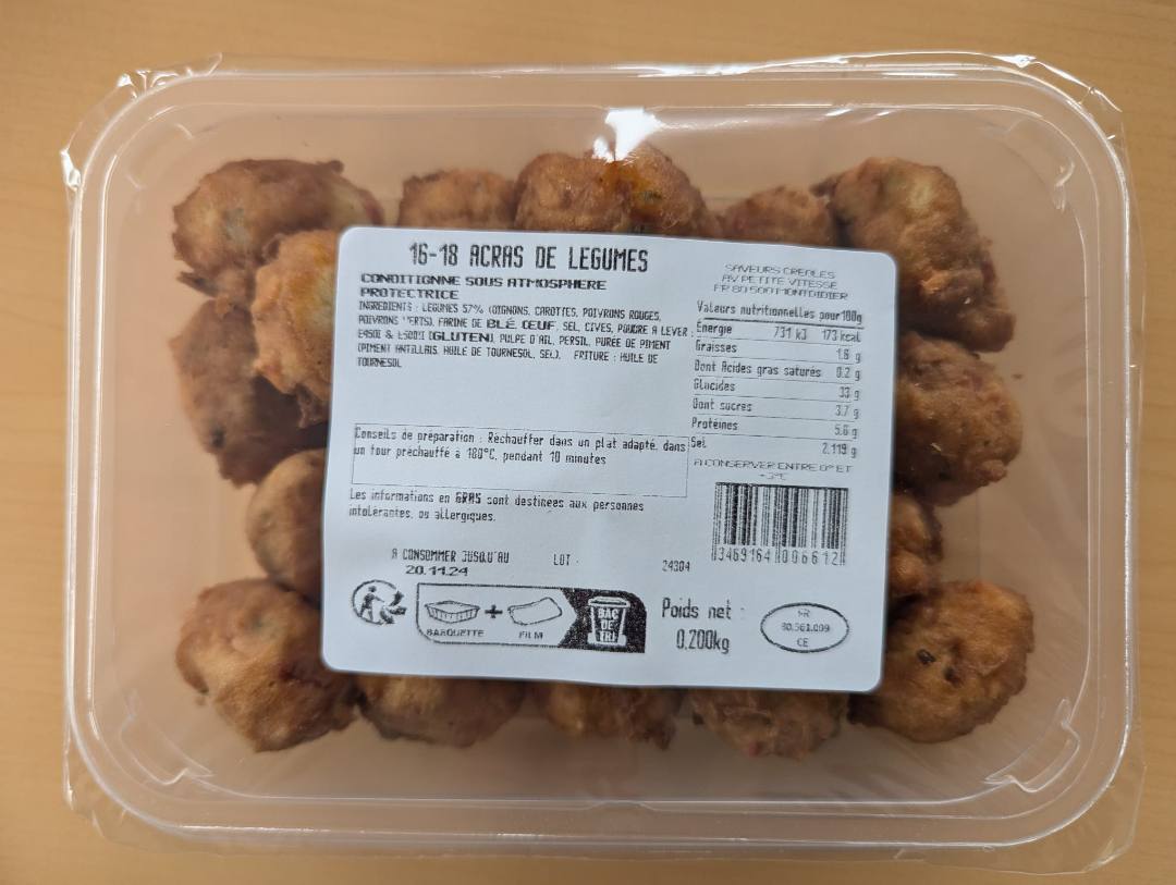 Acras legumes Saveurs Créoles : photo du produit rappelé le 15/11/2024