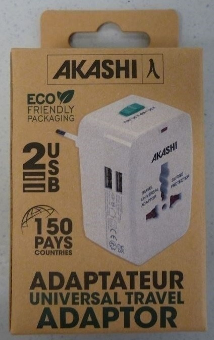 Adaptateur universel de voyage Akashi : photo du produit rappelé le 04/06/2025