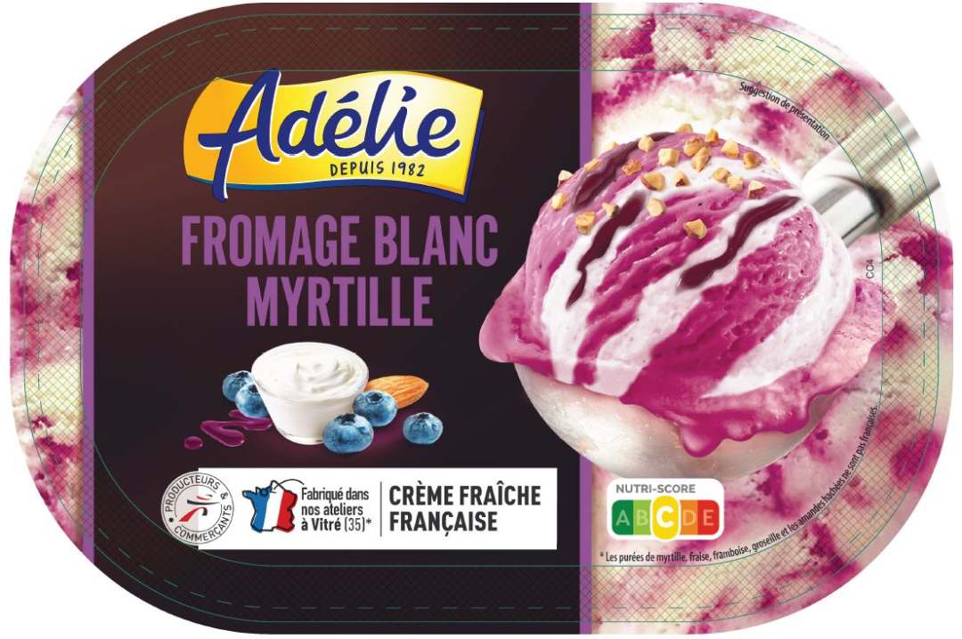 Adelie 0.9l fromage blanc-myrtille : photo du produit rappelé le 11/06/2021