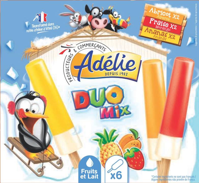 Adelie batonnet duo mix 6x47ml fraise - abricot - ananas : photo du produit rappelé le 11/06/2021