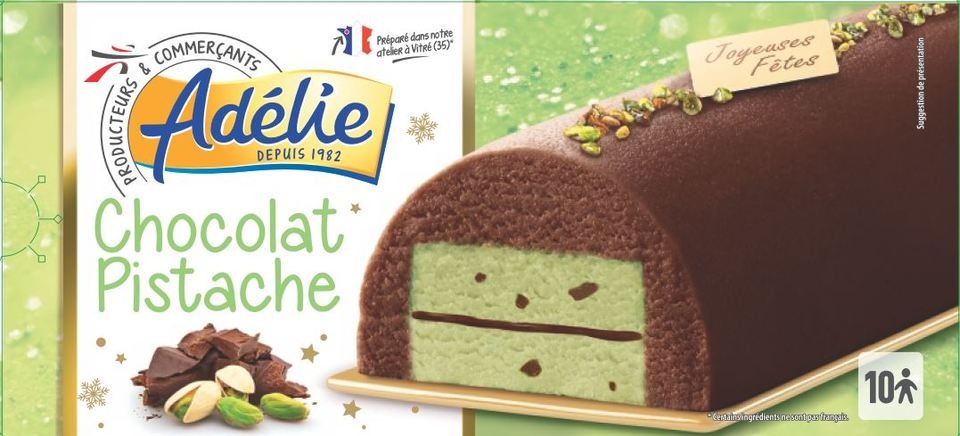 Adelie buche 1l chocolat - pistache : photo du produit rappelé le 29/07/2021