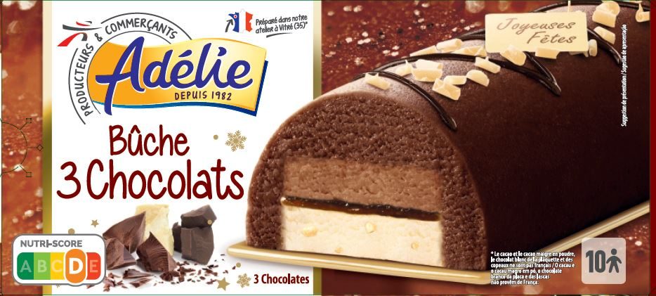 Adelie buche 3 chocolats : photo du produit rappelé le 05/01/2022