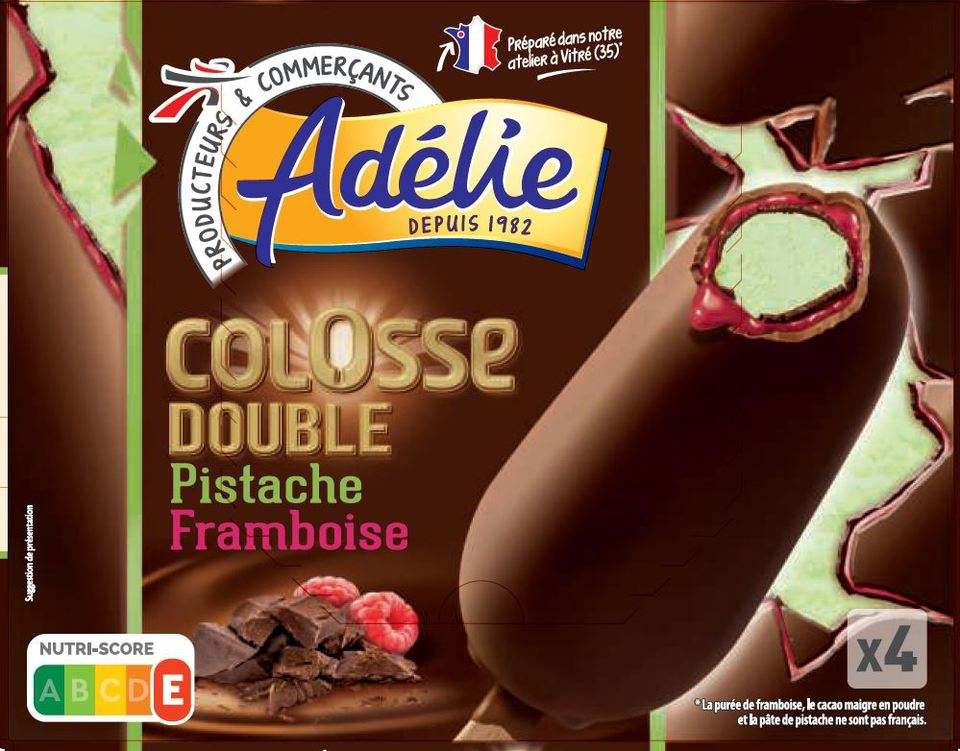 Adelie colosse double 4x90ml pistache - sauce framboise : photo du produit rappelé le 31/08/2021
