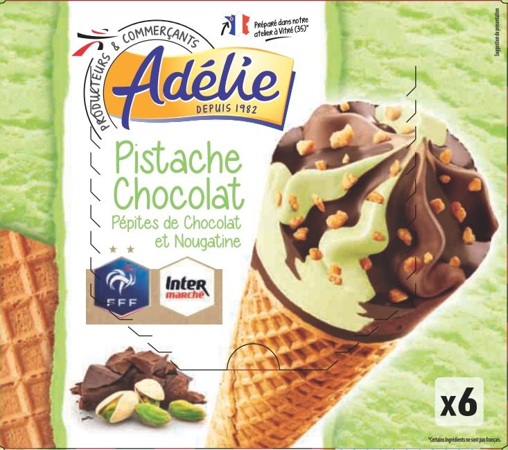 Adelie cone 6x120ml chocolat pistache : photo du produit rappelé le 25/02/2022