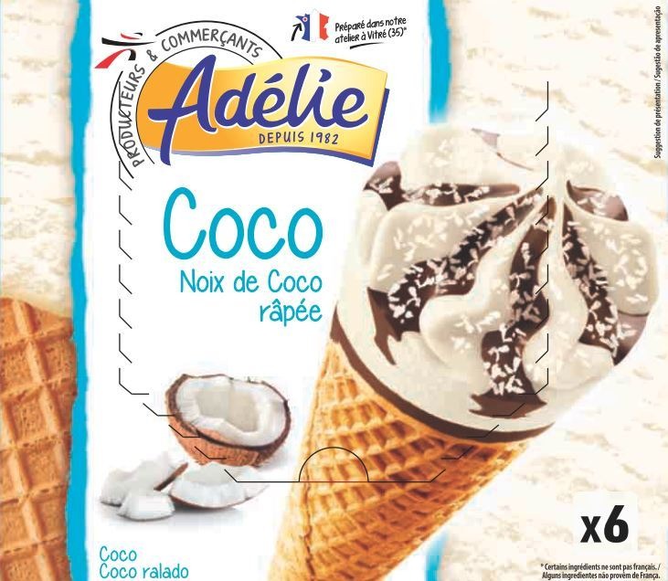 Adelie cone 6x120ml coco : photo du produit rappelé le 25/02/2022