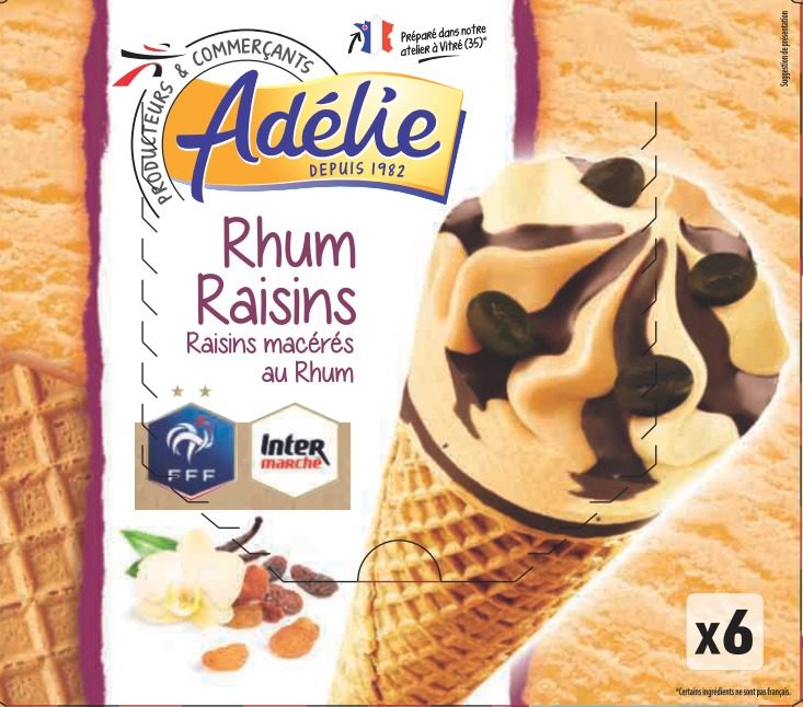 Adelie cone 6x120ml rhum raisin : photo du produit rappelé le 25/02/2022