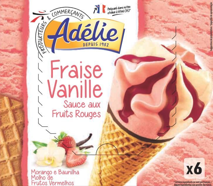 Adelie cone 6x120ml vanille fraise : photo du produit rappelé le 25/02/2022