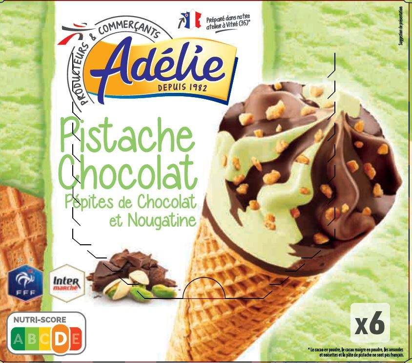 Adelie cone chocolat pistache 6x120ml : photo du produit rappelé le 29/07/2021