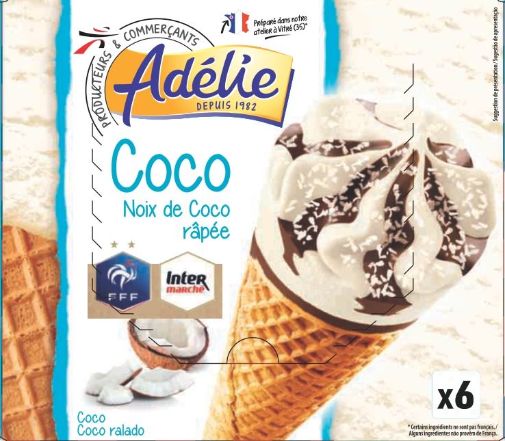 Adelie cone (fff) 6x120ml coco : photo du produit rappelé le 29/07/2021