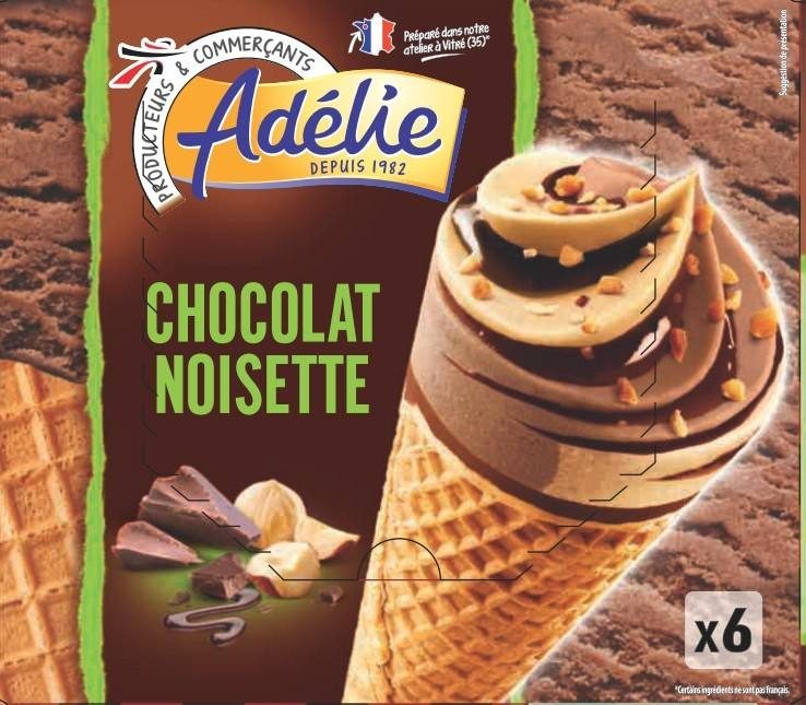 Adelie cone gourmand 6x110ml chocolat noisette : photo du produit rappelé le 30/11/2021