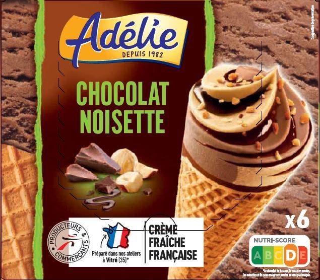 Adelie cone gourmand 6x110ml chocolat noisette : photo du produit rappelé le 25/02/2022