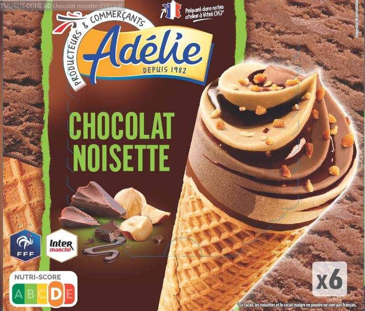 Adelie cone gourmand 6x110ml chocolat noisette : photo du produit rappelé le 11/06/2021