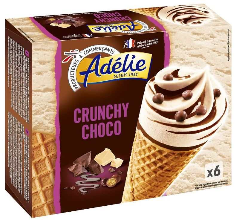 Adelie cone gourmand 6x110ml crunchy choco : photo du produit rappelé le 30/11/2021