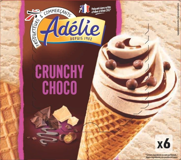 Adelie cone gourmand 6x110ml crunchy choco : photo du produit rappelé le 25/02/2022