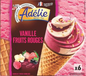 Adelie cone gourmand 6x110ml vanille fruits rouges : photo du produit rappelé le 30/11/2021