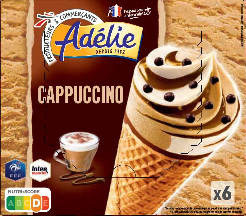 Adelie cone gourmand cappuccino 6x110ml : photo du produit rappelé le 31/08/2021