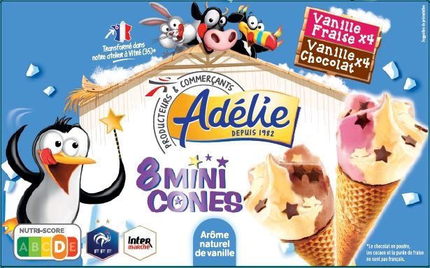 Adelie mini cone 8x70ml vanille fraise - vanille chocolat : photo du produit rappelé le 11/06/2021