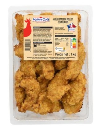 Aiguillette de poulet corn flakes Maître Coq et Sans Marque : photo du produit rappelé le 06/06/2025