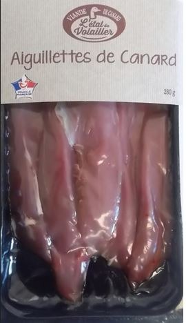 Aiguillettes de canard 280g Etal du Volailler : photo du produit rappelé le 13/07/2023