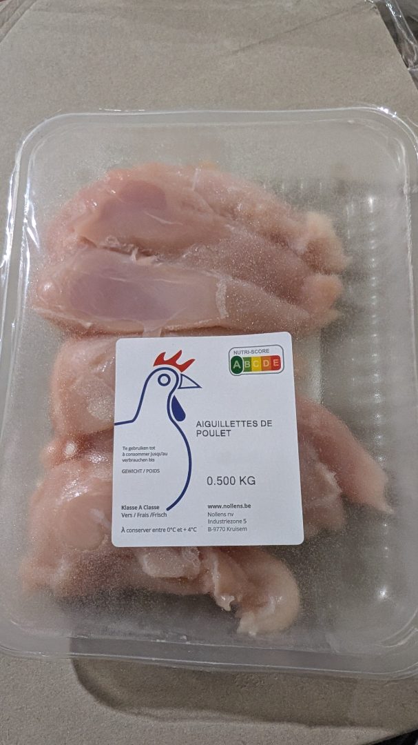 Aiguillettes de poulet 500g Nollens : photo du produit rappelé le 02/09/2026