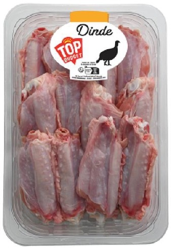 Ailerons de dinde Top Budget : photo du produit rappelé le 16/08/2023