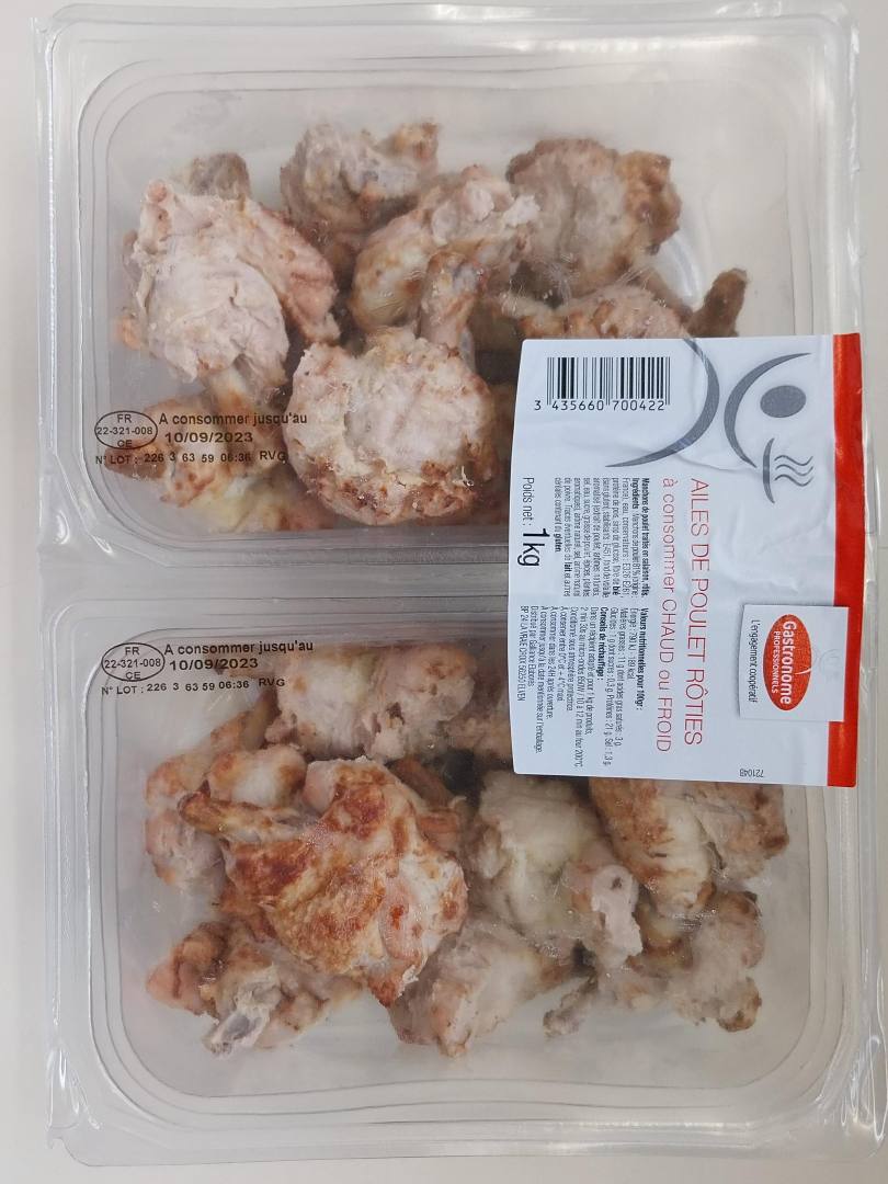 Ailes de poulet roties Gastronome Professionnels : photo du produit rappelé le 24/08/2023