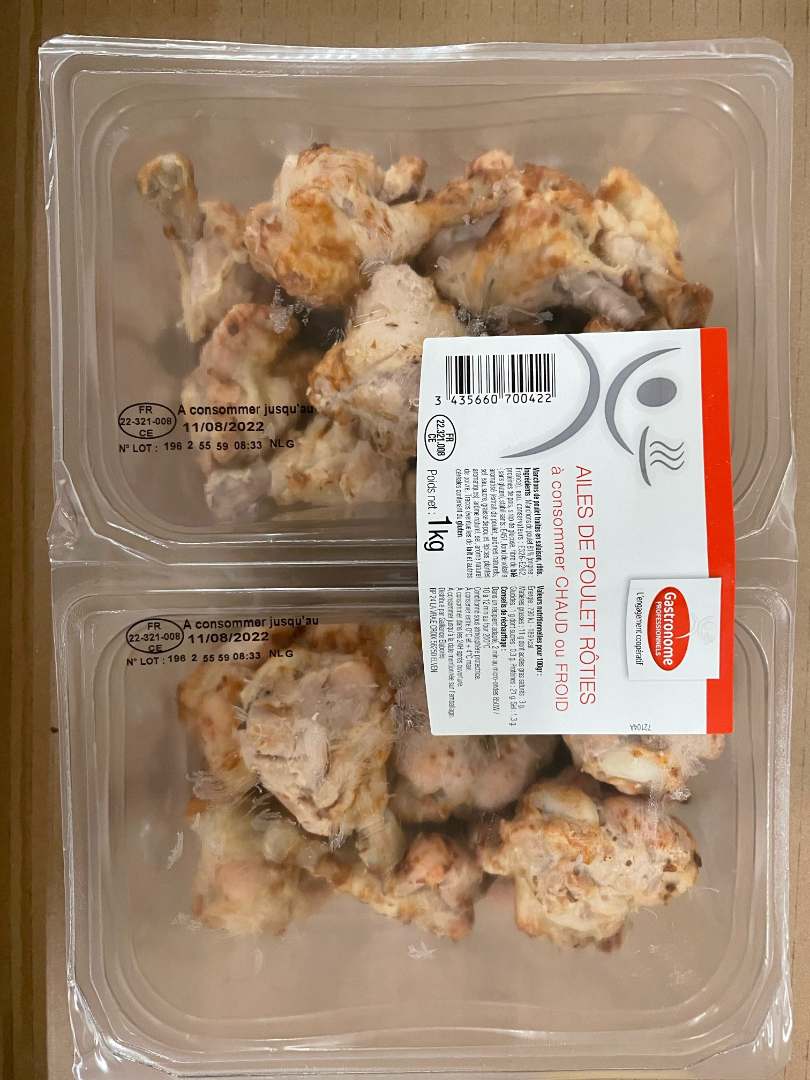 Ailes de poulet roties Gastronome Professionnels : photo du produit rappelé le 25/07/2022