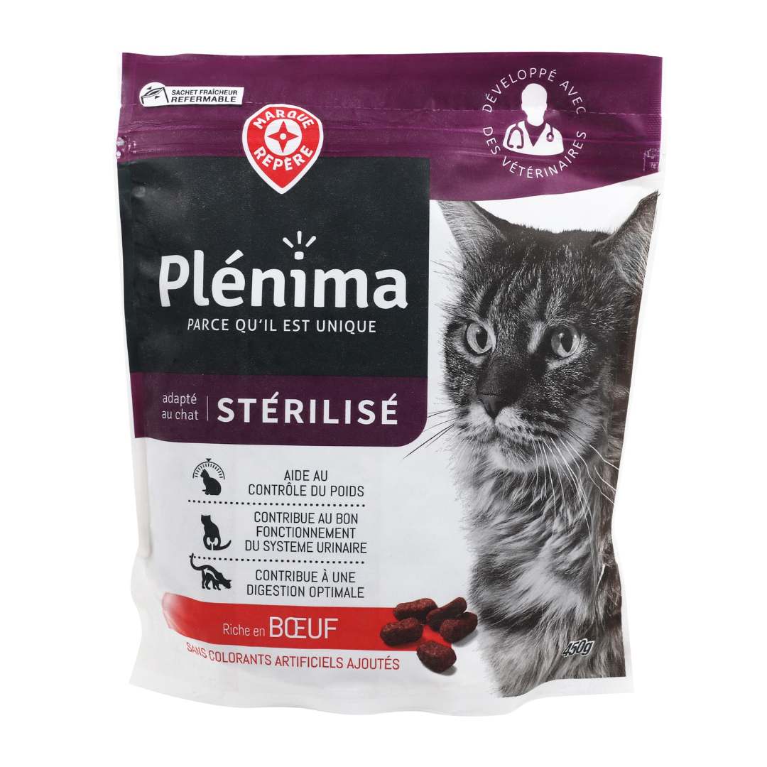 Aliment complet (croquettes) pour chat sterilise Plenima : photo du produit rappelé le 24/12/2024