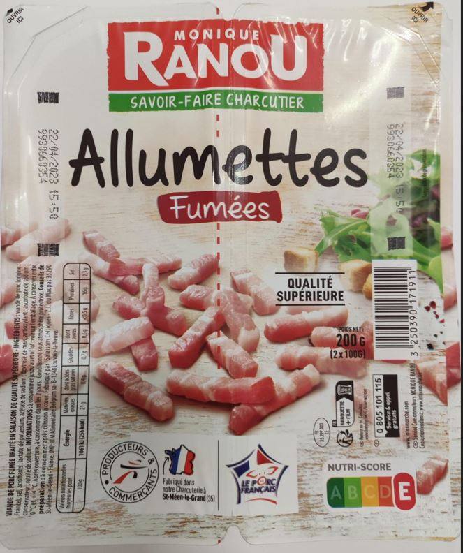 Allumettes fumées Monique Ranou : photo du produit rappelé le 23/03/2023