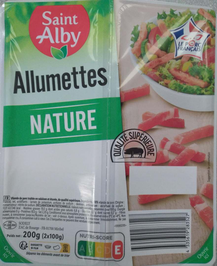 Allumettes nature 200g Saint Alby : photo du produit rappelé le 30/01/2026