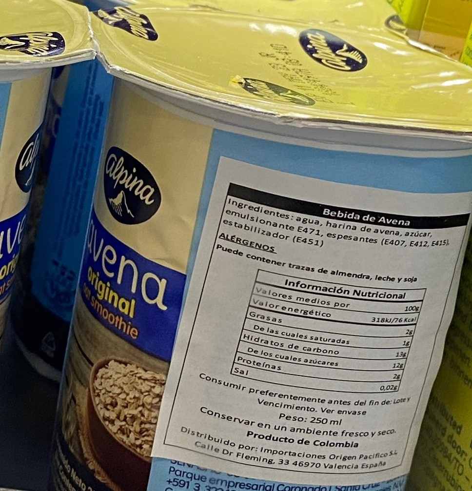 Alpina bebida de avena : photo 1 sur 3 du produit rappelé le 10/03/2023
