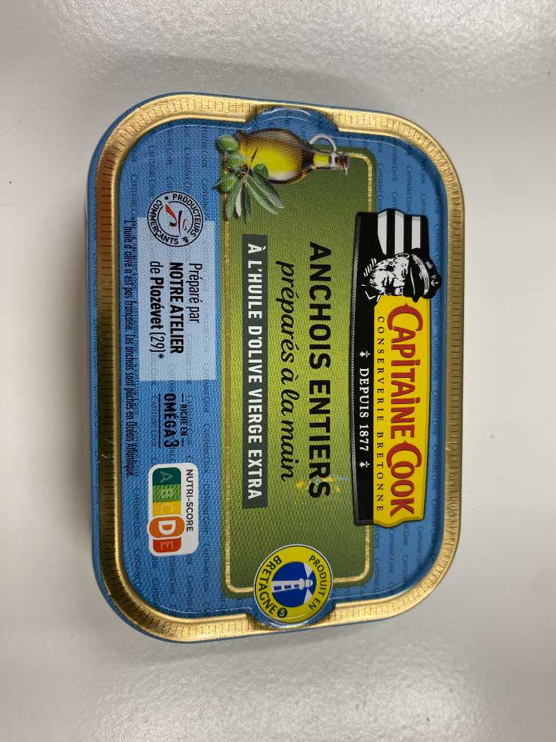 Anchois entiers préparés à la main à l'huile d'olive vierge Capitaine Cook : photo du produit rappelé le 14/11/2024