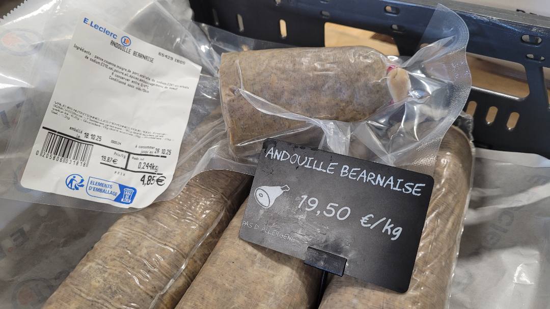 Andouille béarnaise E.Leclerc le Méridien 65429 Ibos : photo du produit rappelé le 21/10/2025