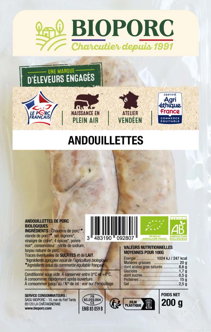 Andouillettes Bioporc : photo du produit rappelé le 01/10/2025