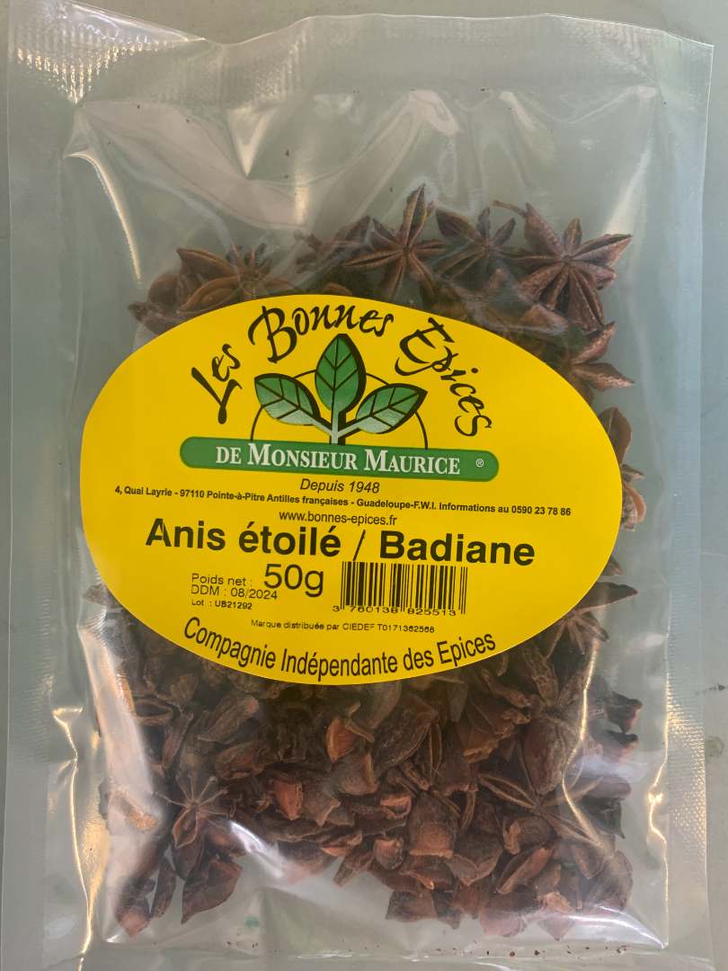 Anis étoilé / badiane 50g sachet Les Bonnes Epices de Monsieur Maurice : photo du produit rappelé le 09/11/2021