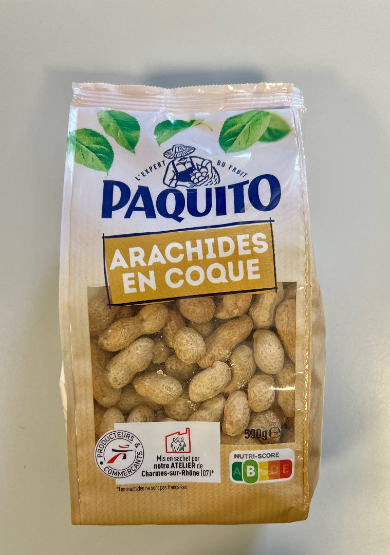 Arachides en coque 500g Paquito : photo du produit rappelé le 09/04/2024